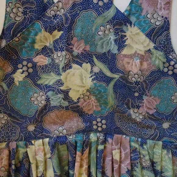 Tibetan Trader Floral Blues Cotton maxi pocket dress s - Picture 11 of 12